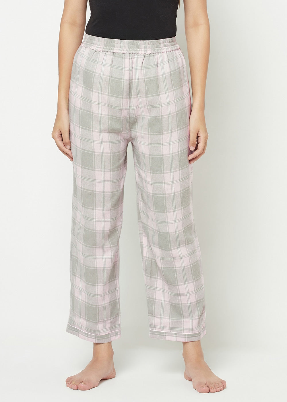 Pink & Grey Checks Pyjama Set