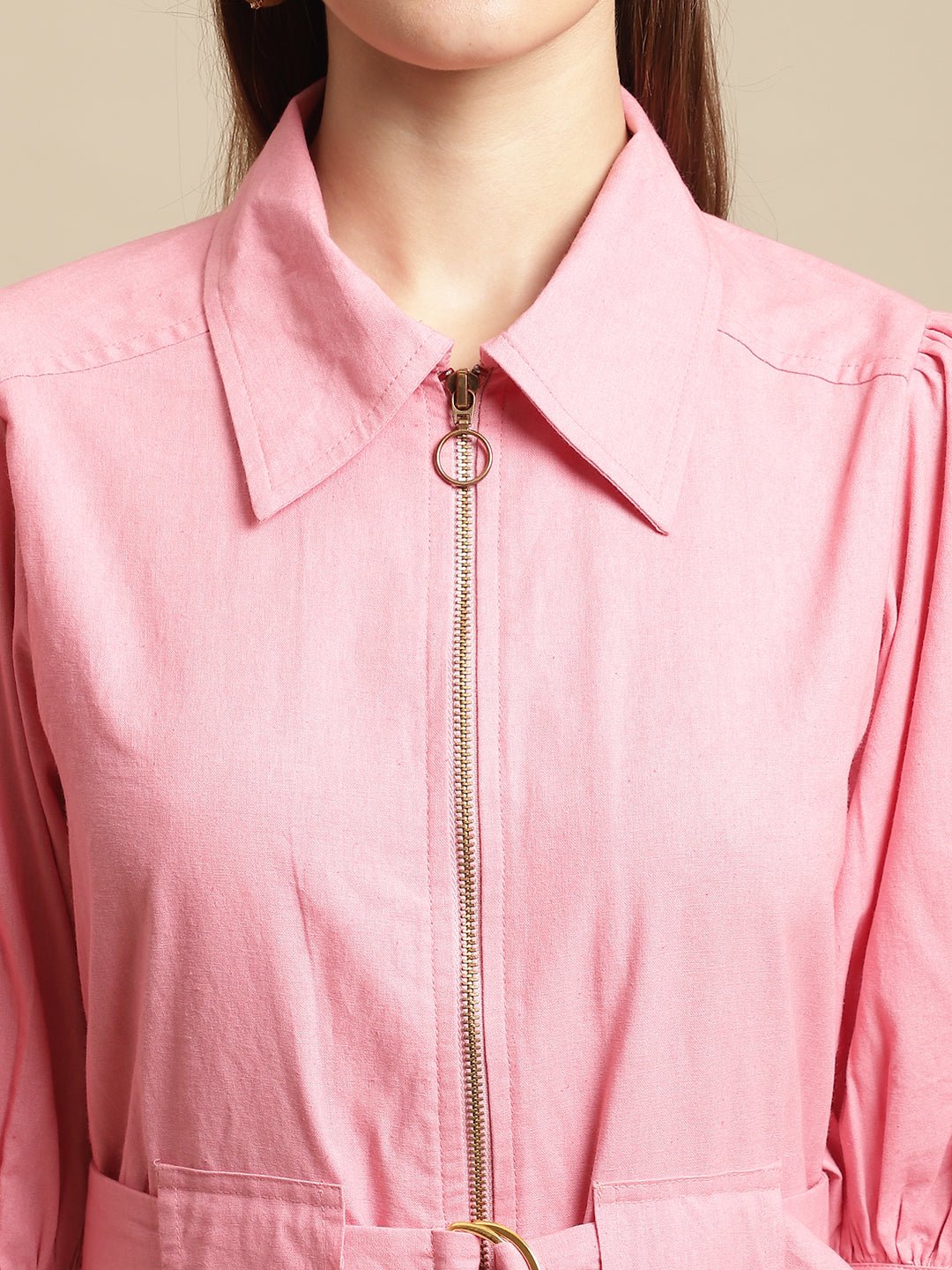Pink Midi Shirt Dress