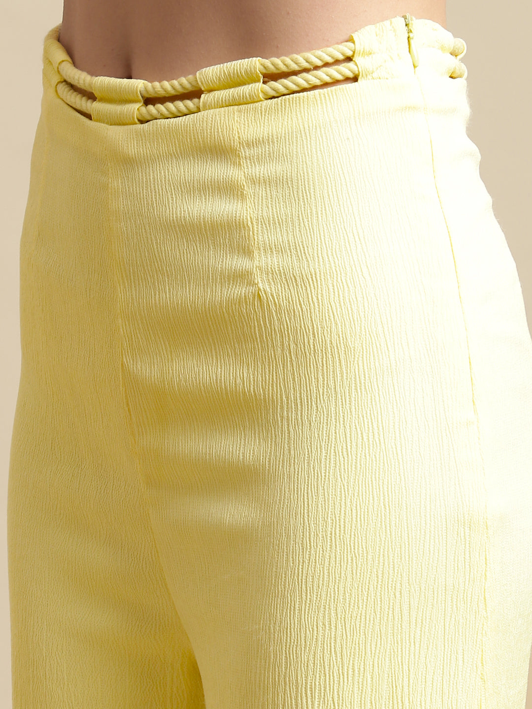 Lemon Yellow Top With High Waist Trouser